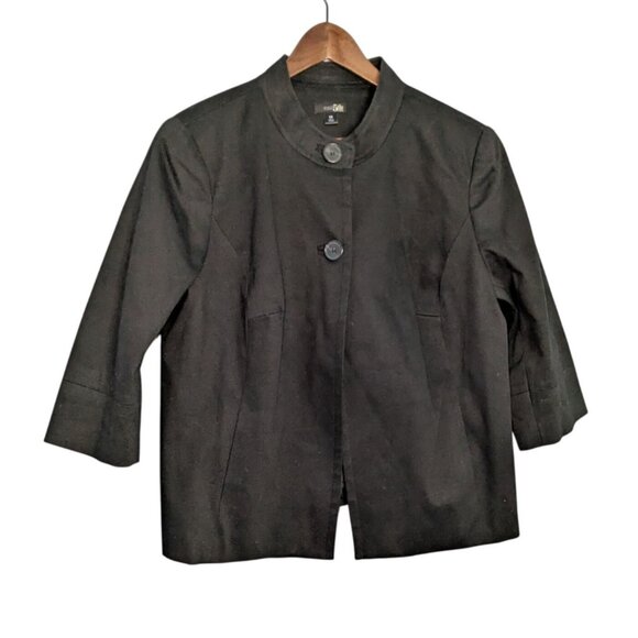 East 5th Womens Black Jacket Size 1X Button-Front 3/4 Sleeves Textured Finish - Picture 1 of 16
